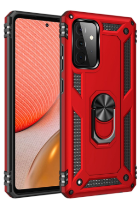 Newface Samsung Galaxy A72 Kılıf Sofya Yüzüklü Silikon Kapak - Kırmızı resmi