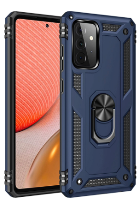 Newface Samsung Galaxy A72 Kılıf Sofya Yüzüklü Silikon Kapak - Lacivert resmi