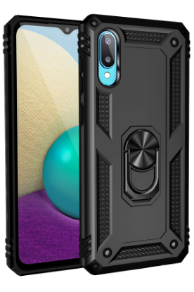 Newface Samsung Galaxy A02 Kılıf Sofya Yüzüklü Silikon Kapak - Siyah resmi