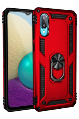 Newface Samsung Galaxy A02 Kılıf Sofya Yüzüklü Silikon Kapak - Kırmızı resmi