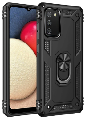 Newface Samsung Galaxy A02S Kılıf Sofya Yüzüklü Silikon Kapak - Siyah resmi