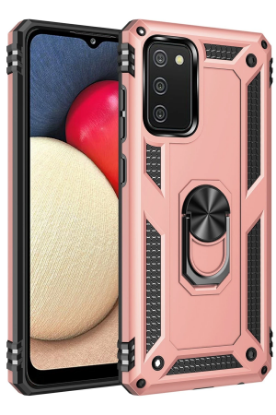 Newface Samsung Galaxy A02S Kılıf Sofya Yüzüklü Silikon Kapak - Rose resmi