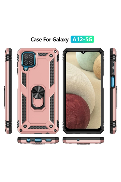 Newface Samsung Galaxy A12 Kılıf Sofya Yüzüklü Silikon Kapak - Rose resmi