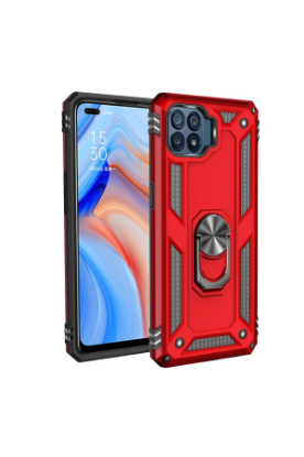 Newface Oppo Reno 4 Lite Kılıf Sofya Yüzüklü Silikon Kapak - Kırmızı resmi