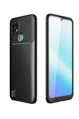 Newface Realme C21 Kılıf Auto Focus Karbon Kapak - Siyah resmi