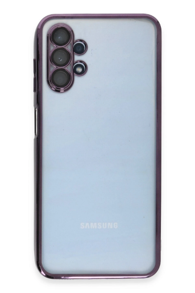 Newface Samsung Galaxy A13 4G Kılıf Razer Lensli Silikon - Mor resmi