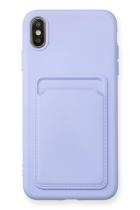 Newface iPhone XS Max Kılıf Kelvin Kartvizitli Silikon - Lila resmi