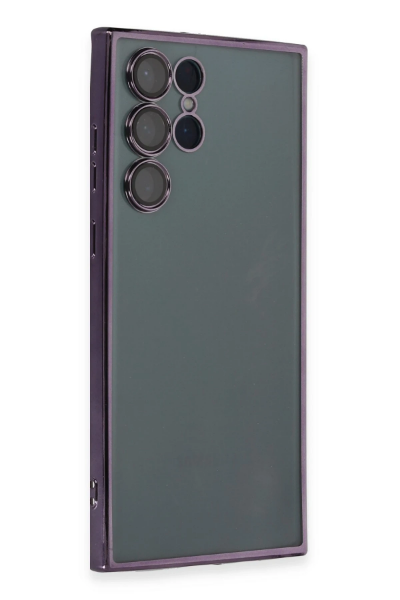 Newface Samsung Galaxy S22 Ultra Kılıf Razer Lensli Silikon - Mor resmi