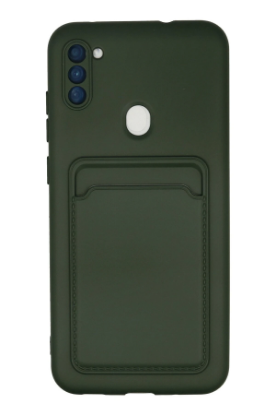 Newface Samsung Galaxy A11 Kılıf Kelvin Kartvizitli Silikon - Koyu Yeşil resmi