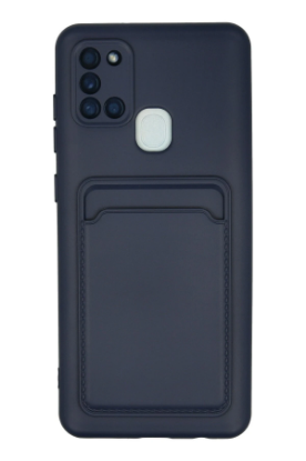 Newface Samsung Galaxy A21S Kılıf Kelvin Kartvizitli Silikon - Lacivert resmi