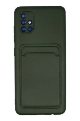 Newface Samsung Galaxy A51 Kılıf Kelvin Kartvizitli Silikon - Koyu Yeşil resmi