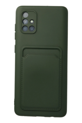 Newface Samsung Galaxy A71 Kılıf Kelvin Kartvizitli Silikon - Koyu Yeşil resmi