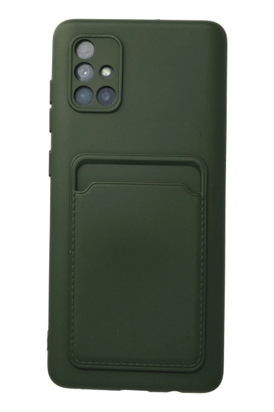 Newface Samsung Galaxy A71 Kılıf Kelvin Kartvizitli Silikon - Koyu Yeşil resmi
