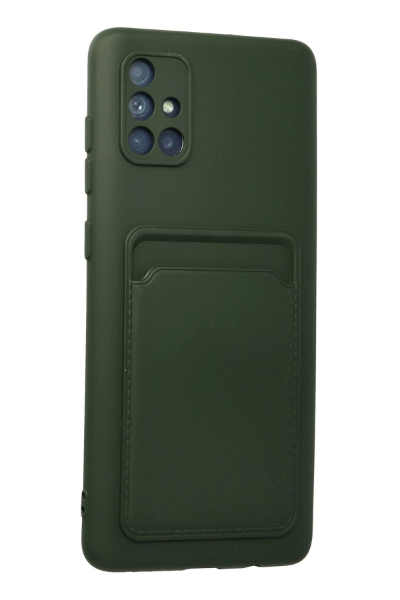 Newface Samsung Galaxy A71 Kılıf Kelvin Kartvizitli Silikon - Koyu Yeşil resmi