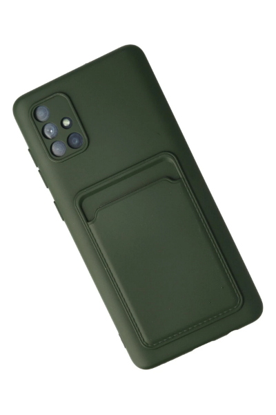 Newface Samsung Galaxy A71 Kılıf Kelvin Kartvizitli Silikon - Koyu Yeşil resmi