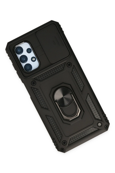 Newface Samsung Galaxy A23 4G Kılıf Pars Lens Yüzüklü Silikon - Siyah resmi