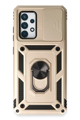 Newface Samsung Galaxy A73 5G Kılıf Pars Lens Yüzüklü Silikon - Gold resmi