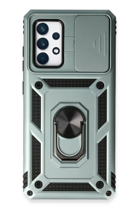 Newface Samsung Galaxy A73 5G Kılıf Pars Lens Yüzüklü Silikon - Yeşil resmi