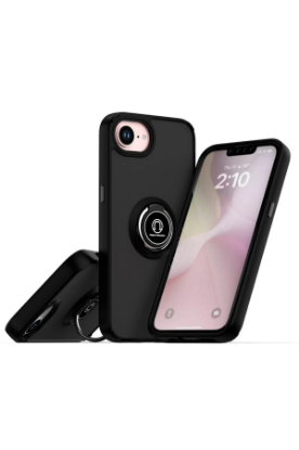 Newface iPhone 16E Kılıf Montreal Yüzüklü Silikon Kapak - Siyah resmi