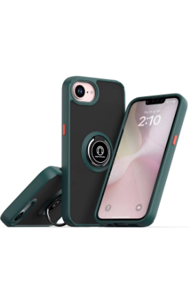 Newface iPhone 16E Kılıf Montreal Yüzüklü Silikon Kapak - Yeşil resmi