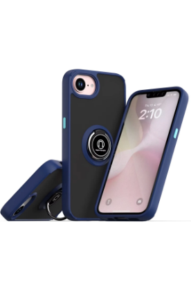 Newface iPhone 16E Kılıf Montreal Yüzüklü Silikon Kapak - Lacivert resmi