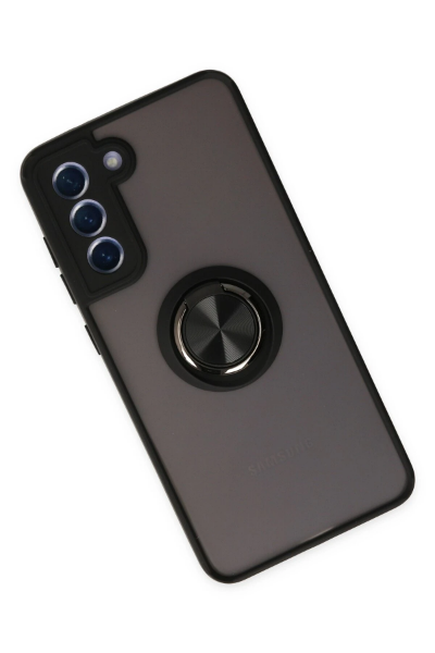 Newface Samsung Galaxy S21 FE Kılıf Montreal Yüzüklü Silikon Kapak - Siyah resmi