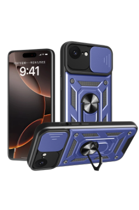 Newface iPhone 16E Kılıf Pars Lens Yüzüklü Silikon - Lacivert resmi