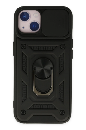 Newface iPhone 14 Kılıf Pars Lens Yüzüklü Silikon - Siyah resmi
