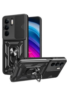 Newface Realme C75 4G Kılıf Pars Lens Yüzüklü Silikon - Siyah resmi