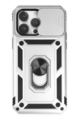 Newface iPhone 14 Pro Kılıf Pars Lens Yüzüklü Silikon - Gümüş resmi