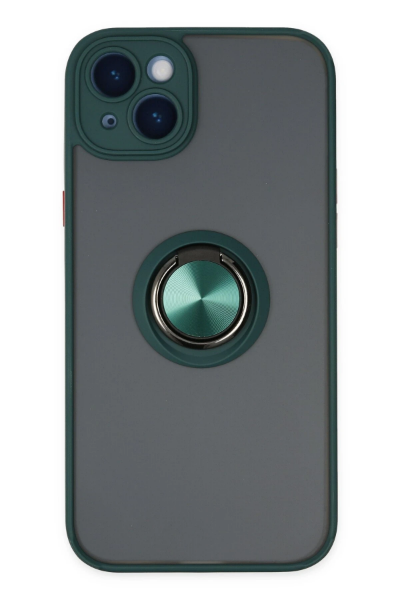 Newface iPhone 14 Kılıf Montreal Yüzüklü Silikon Kapak - Yeşil resmi