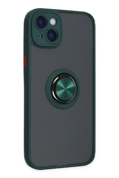 Newface iPhone 14 Kılıf Montreal Yüzüklü Silikon Kapak - Yeşil resmi