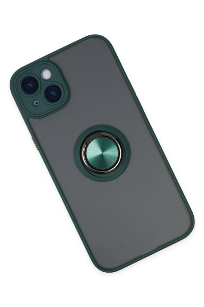 Newface iPhone 14 Kılıf Montreal Yüzüklü Silikon Kapak - Yeşil resmi