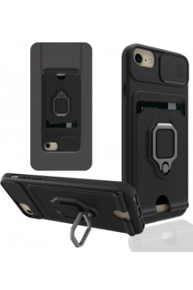 Newface iPhone 7 Kılıf Zuma Kartvizitli Yüzüklü Silikon - Siyah resmi