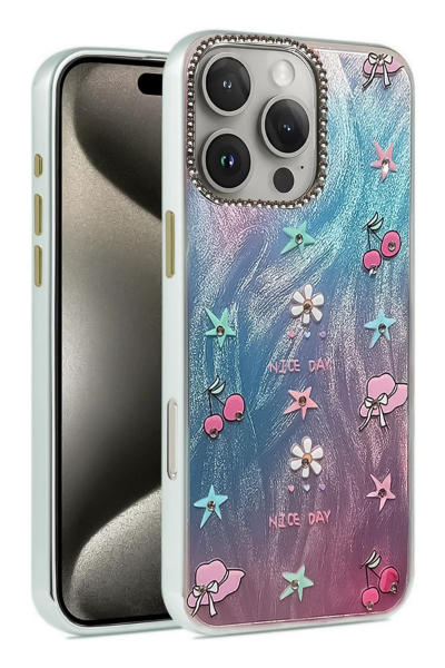 Newface iPhone 16 Pro Kılıf Blade Aynalı Desenli Kapak - Desen 4 resmi