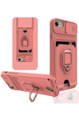 Newface iPhone 7 Kılıf Zuma Kartvizitli Yüzüklü Silikon - Pembe resmi