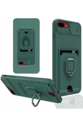 Newface iPhone 7 Plus Kılıf Zuma Kartvizitli Yüzüklü Silikon - Yeşil resmi