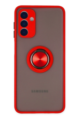 Newface Samsung Galaxy A04S Kılıf Montreal Yüzüklü Silikon Kapak - Kırmızı resmi