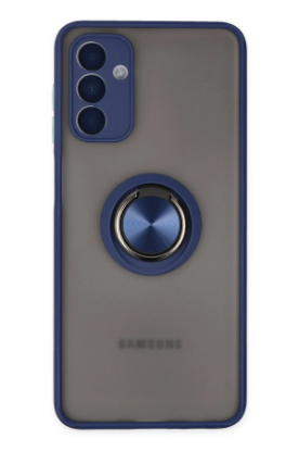 Newface Samsung Galaxy A04S Kılıf Montreal Yüzüklü Silikon Kapak - Lacivert resmi