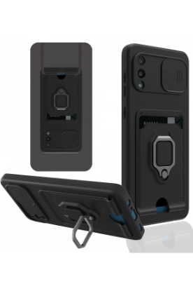 Newface Samsung Galaxy A02 Kılıf Zuma Kartvizitli Yüzüklü Silikon - Siyah resmi