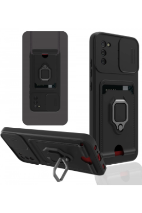 Newface Samsung Galaxy A02S Kılıf Zuma Kartvizitli Yüzüklü Silikon - Siyah resmi