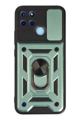 Newface Realme C25Y Kılıf Pars Lens Yüzüklü Silikon - Yeşil resmi