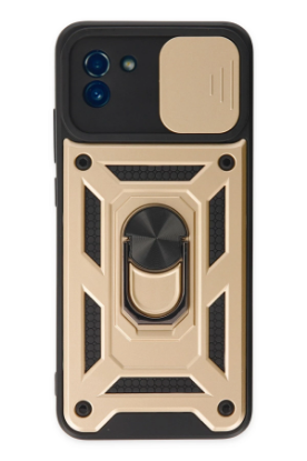 Newface Samsung Galaxy A03 Kılıf Pars Lens Yüzüklü Silikon - Gold resmi