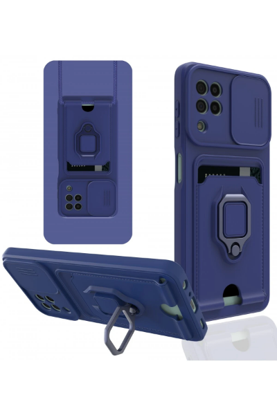 Newface Samsung Galaxy A22 Kılıf Zuma Kartvizitli Yüzüklü Silikon - Lacivert resmi