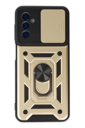 Newface Samsung Galaxy A04S Kılıf Pars Lens Yüzüklü Silikon - Gold resmi