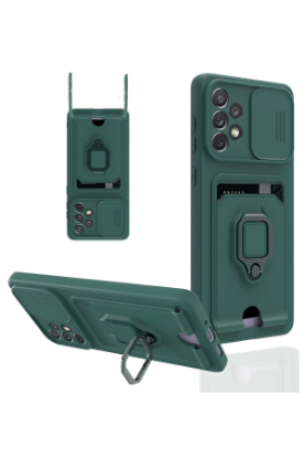 Newface Samsung Galaxy A23 4G Kılıf Zuma Kartvizitli Yüzüklü Silikon - Yeşil resmi