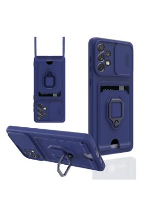 Newface Samsung Galaxy A53 5G Kılıf Zuma Kartvizitli Yüzüklü Silikon - Lacivert resmi