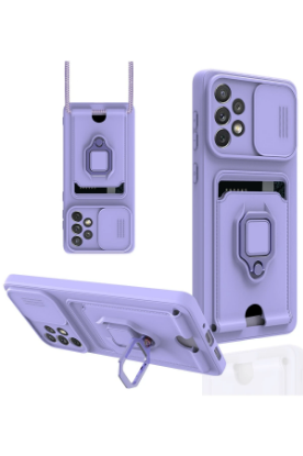 Newface Samsung Galaxy A53 5G Kılıf Zuma Kartvizitli Yüzüklü Silikon - Lila resmi