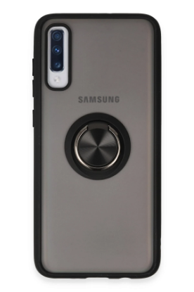 Newface Samsung Galaxy A70 Kılıf Montreal Yüzüklü Silikon Kapak - Siyah resmi