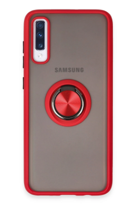 Newface Samsung Galaxy A70 Kılıf Montreal Yüzüklü Silikon Kapak - Kırmızı resmi